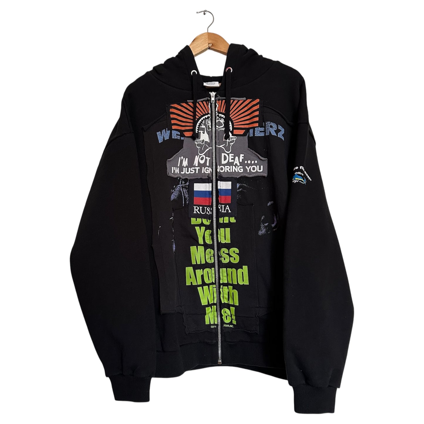 Vetements Russia Patchwork Zip Up Hoodie AW18