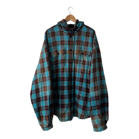 Balenciaga Bleached Plaid Flannel Hooded Shirt Jacket AW22 by Demna Gvasalia