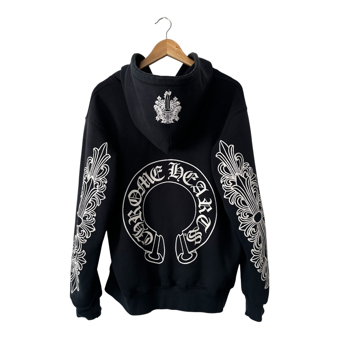 Vintage Chrome Hearts Thermal Horseshoe Floral Dagger Zip Up Hoodie