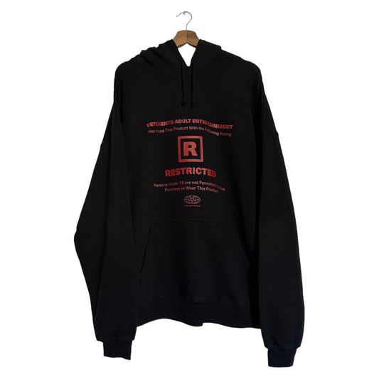 Vetements 18+ Restricted Rated R hoodie