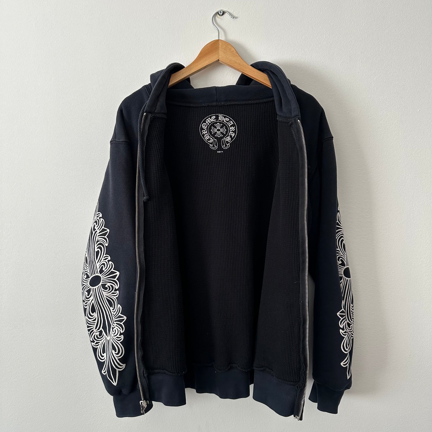 Vintage Chrome Hearts Thermal Horseshoe Floral Dagger Zip Up Hoodie