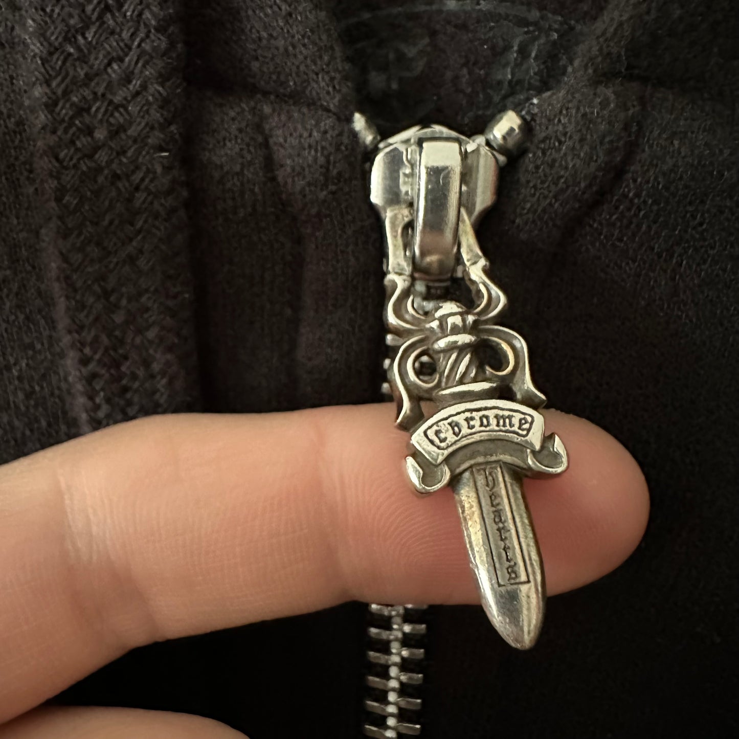 Chrome Hearts Vertical Logo Zip Up Hoodie
