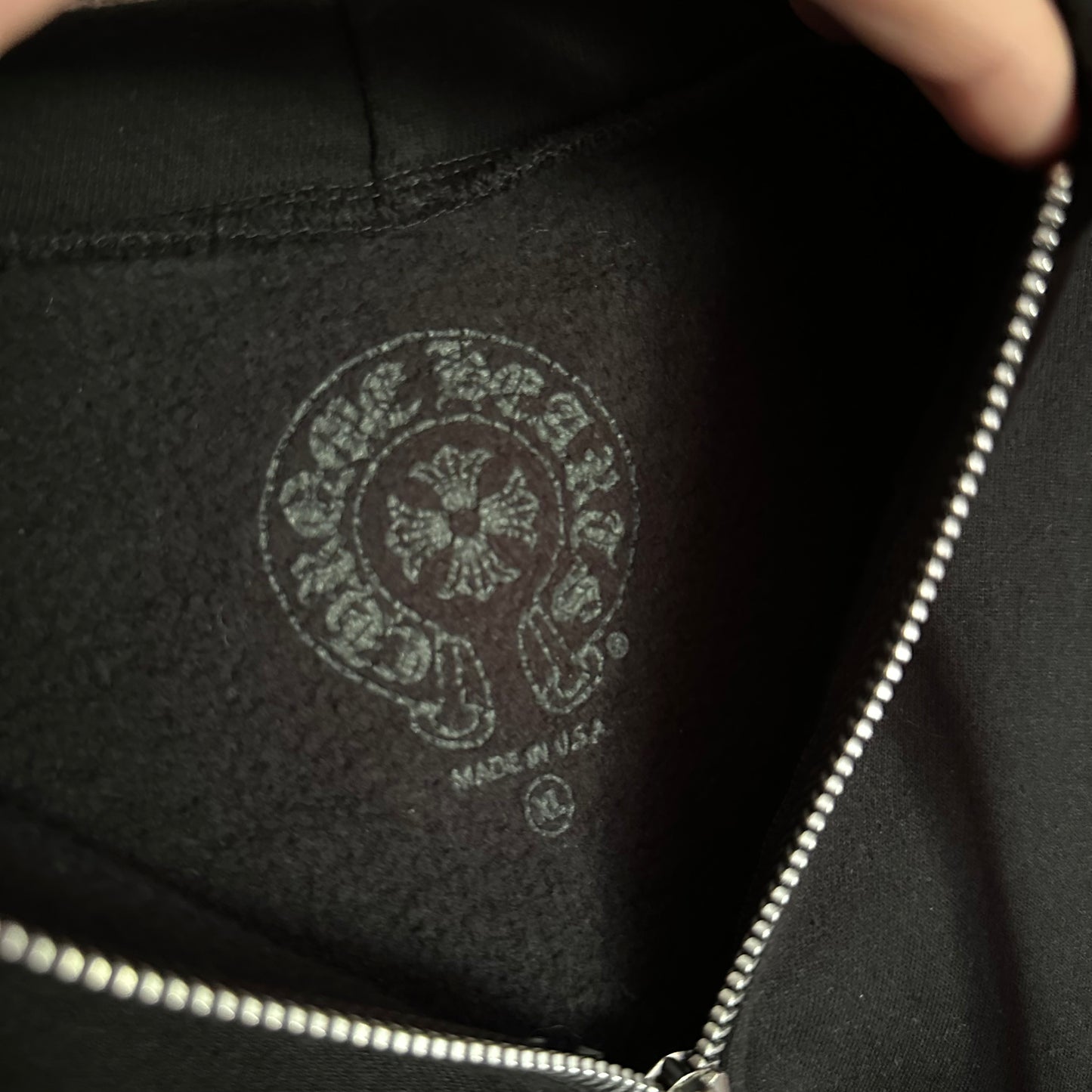 Chrome Hearts Zip Up T-Bar Shoulder Logo Hoodie