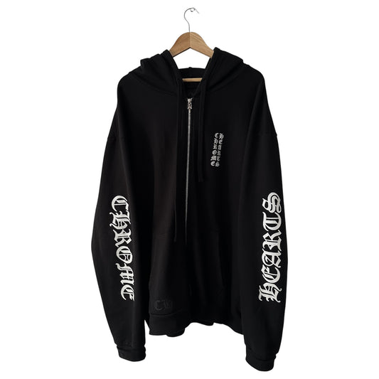 Chrome Hearts Vertical Logo Zip Up Hoodie