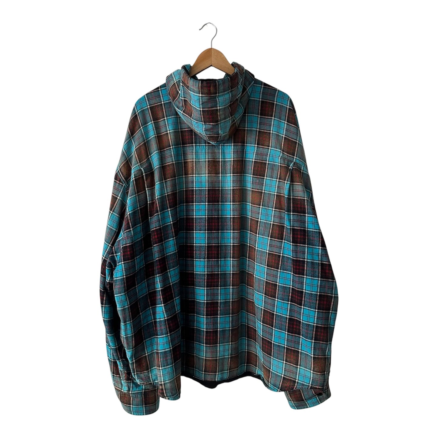 Balenciaga Bleached Plaid Flannel Hooded Shirt Jacket AW22 by Demna Gvasalia