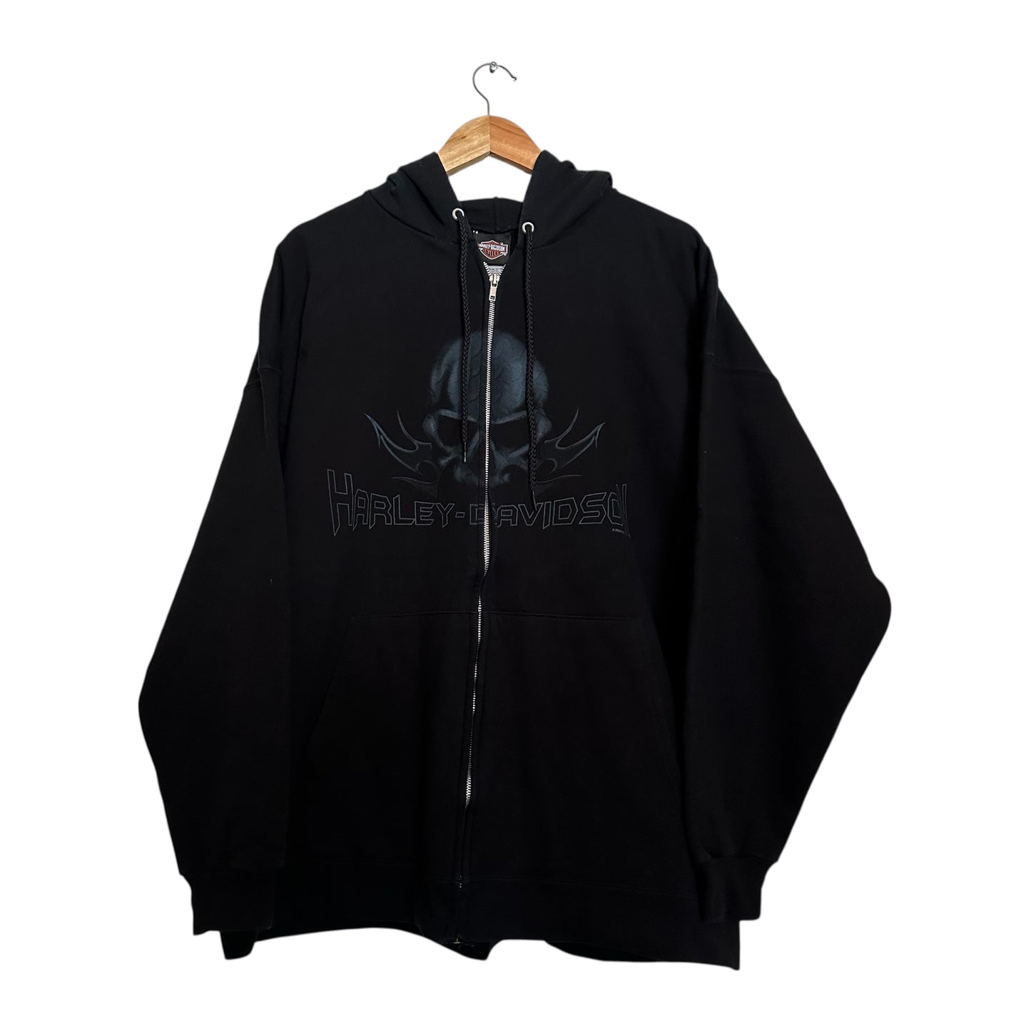 Vintage 00’ Harley Davidson Skull Logo Zip Up Hoodie
