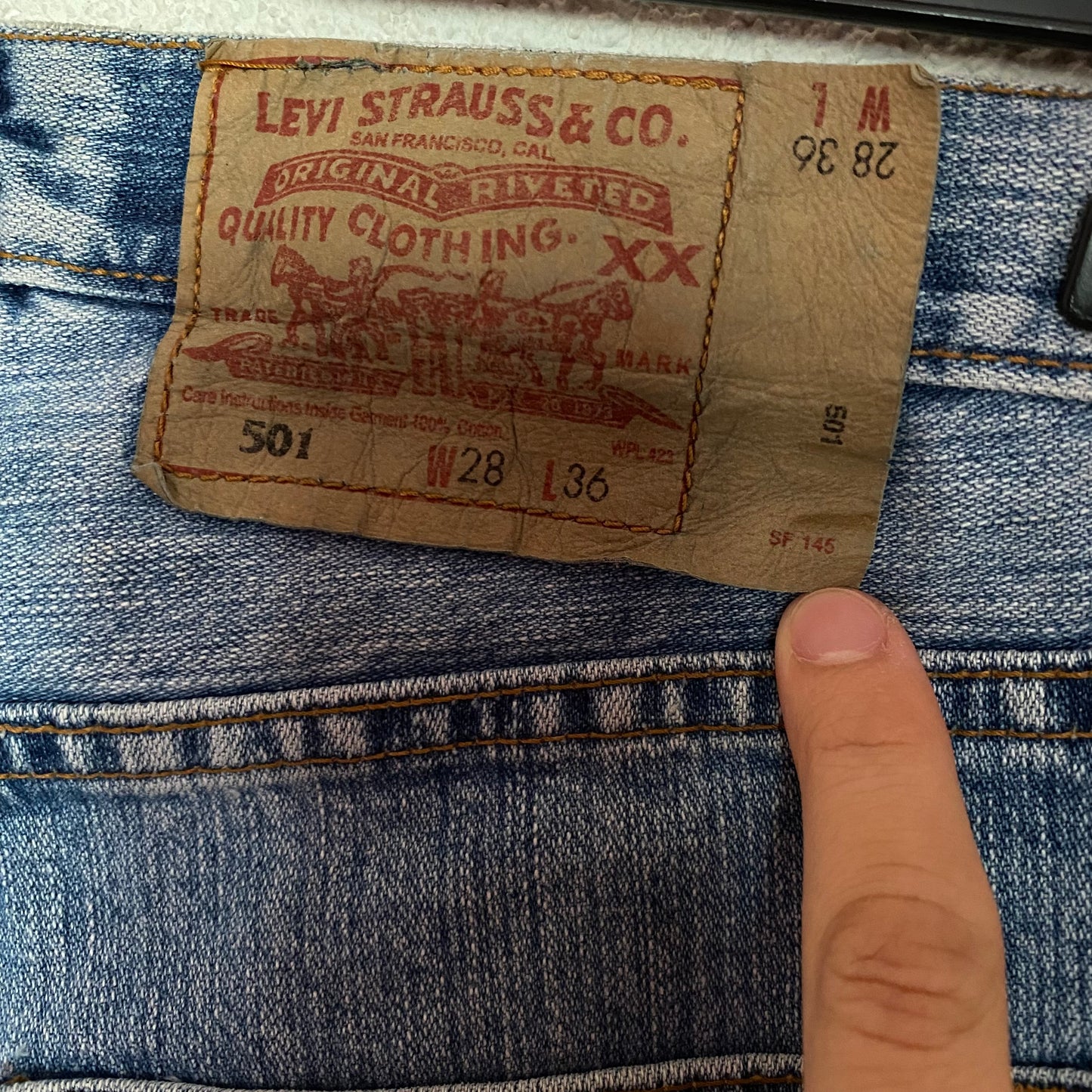 Levi’s 501 Washed Denim Jeans MADE IN USA