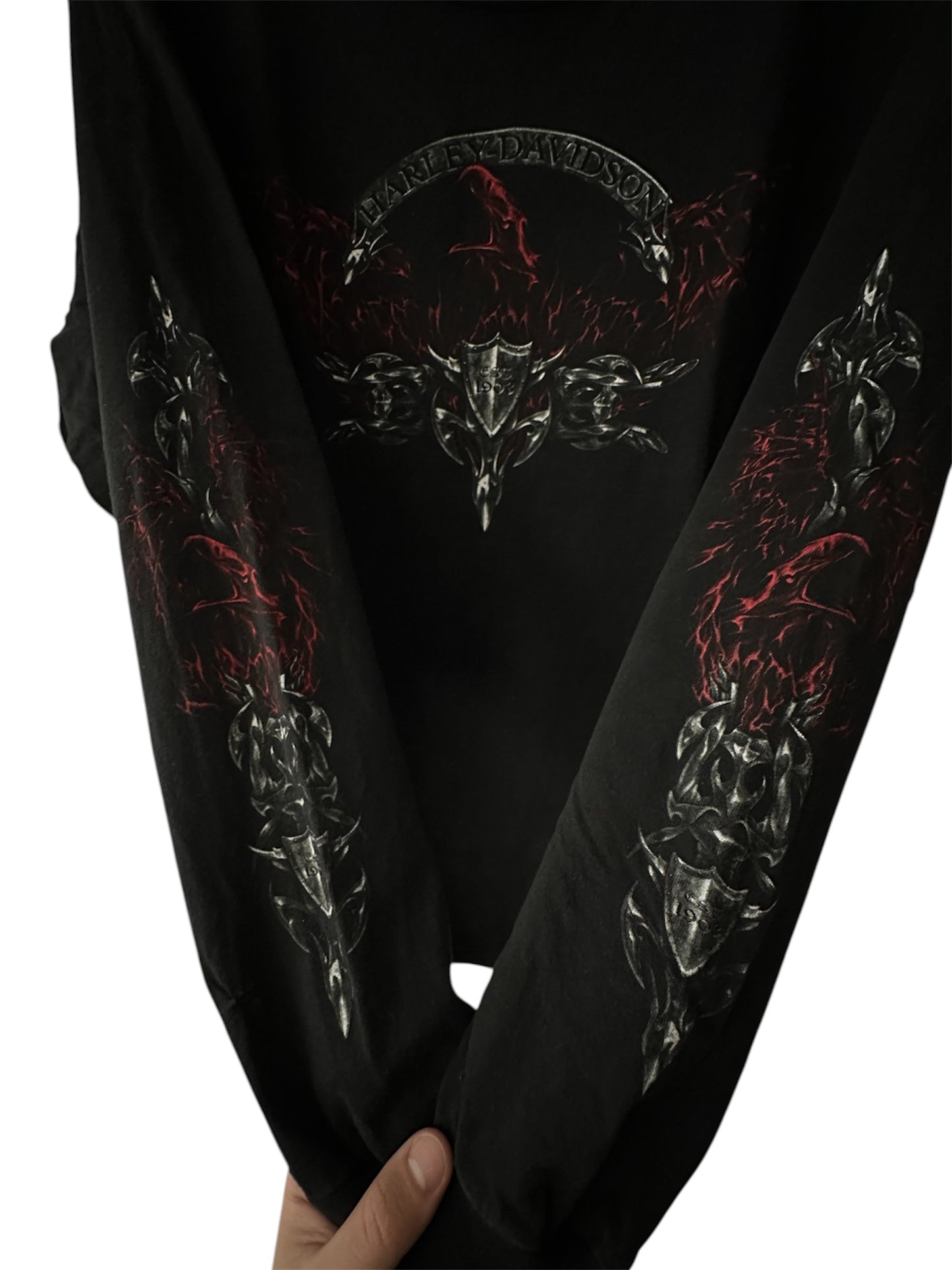 Vintage Harley Davidson 00’ Gothic Flame Shield Longsleeve