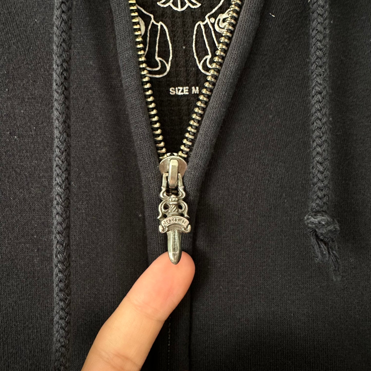 Vintage Chrome Hearts Thermal Horseshoe Floral Dagger Zip Up Hoodie