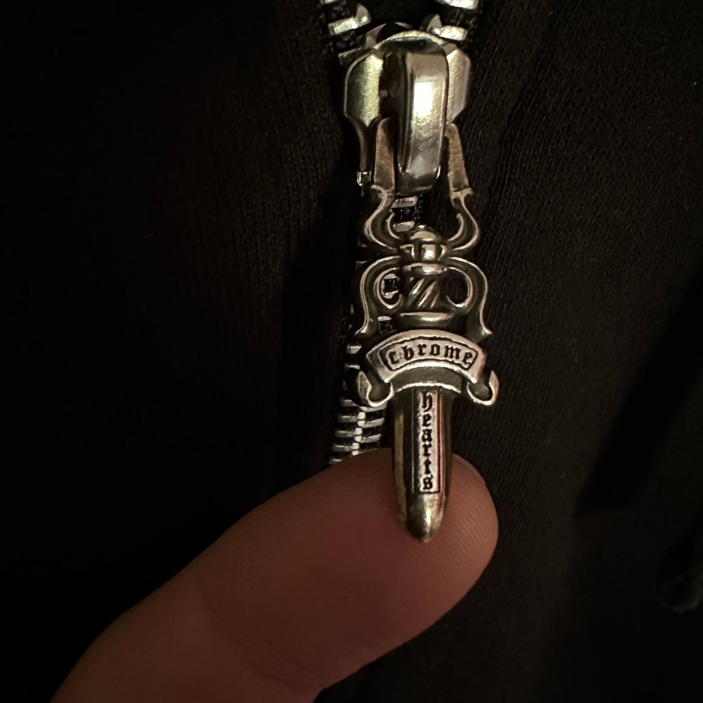 Chrome Hearts Zip Up T-Bar Shoulder Logo Hoodie