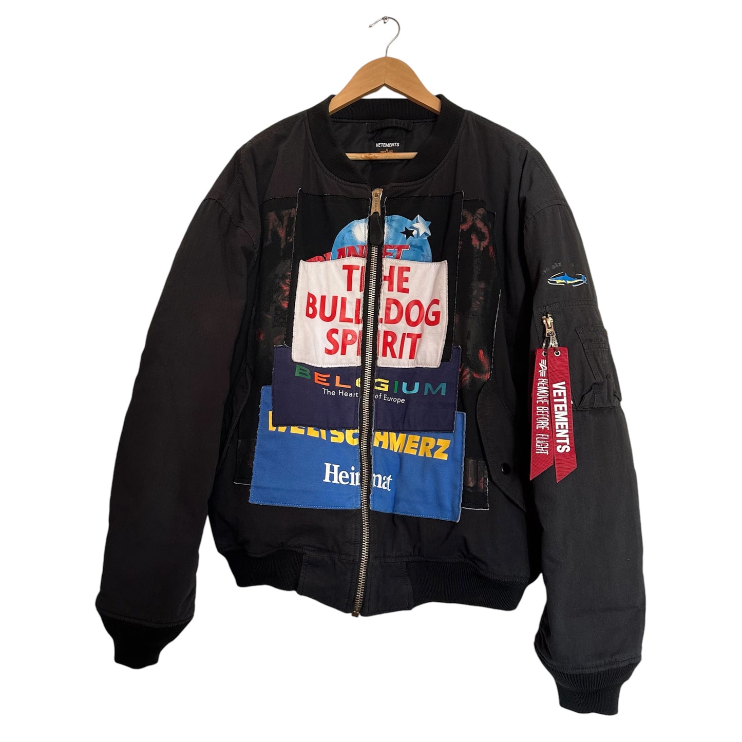 Vetements Bulldog Spirit Patchwork Reversible Bomber Jacket