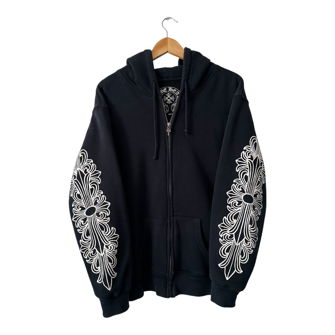 Vintage Chrome Hearts Thermal Horseshoe Floral Dagger Zip Up Hoodie
