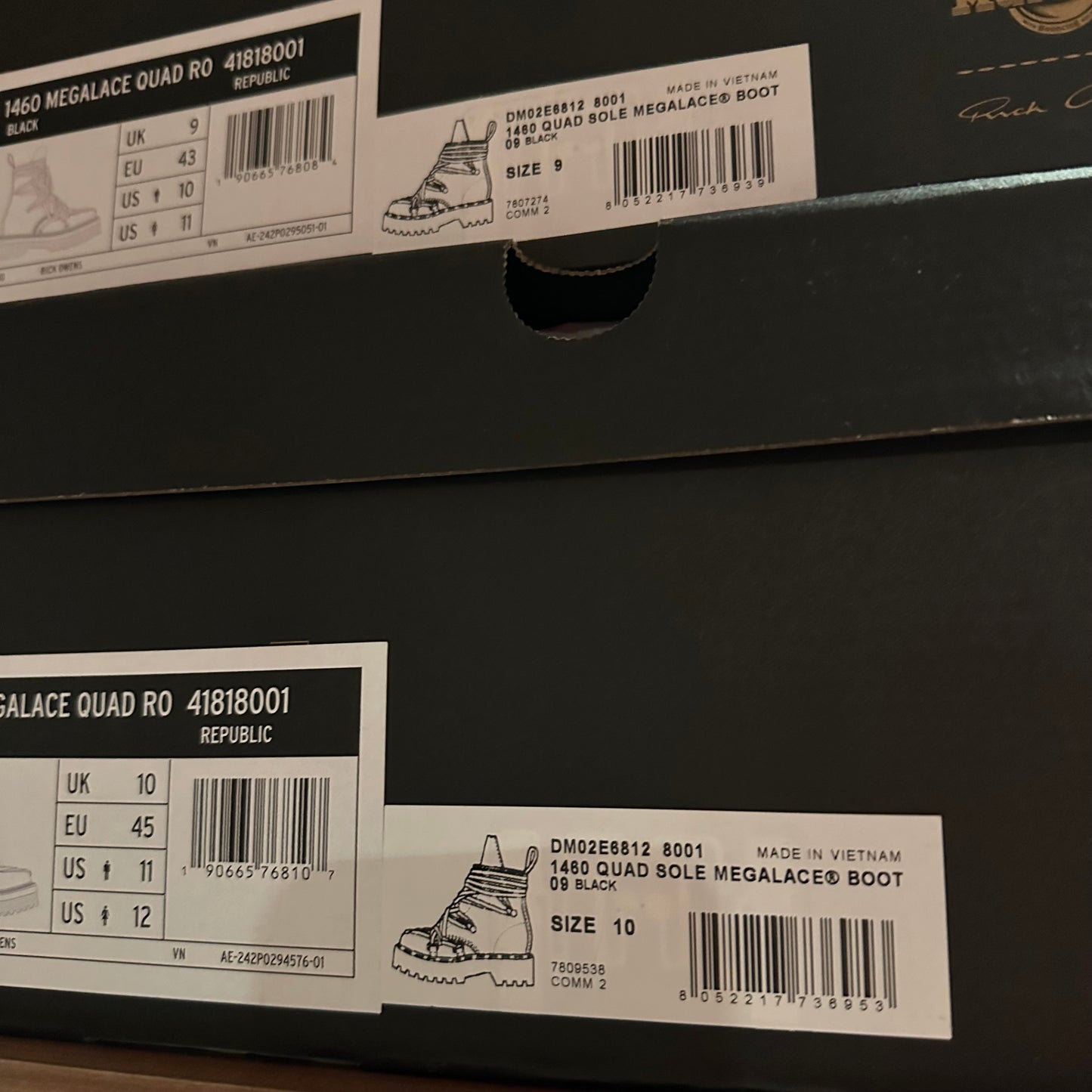 Rick Owens DRKSHDW Dr. Martens 1460 Quad Sole Mega Lace Boot