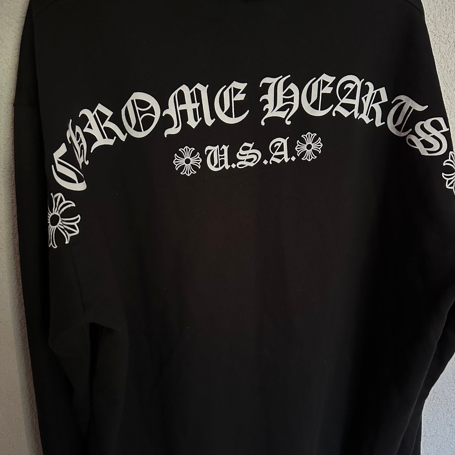 Chrome Hearts Zip Up T-Bar Shoulder Logo Hoodie