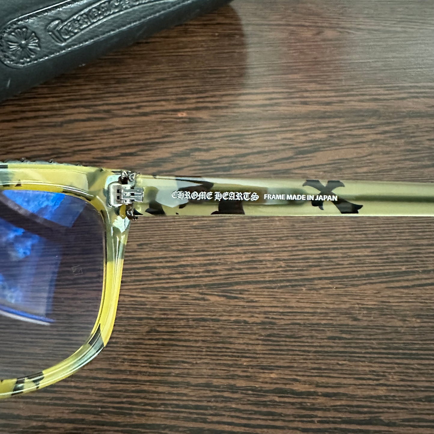 CHROME HEARTS GLITTER GOO I Beige Cross Pattern Sunglasses